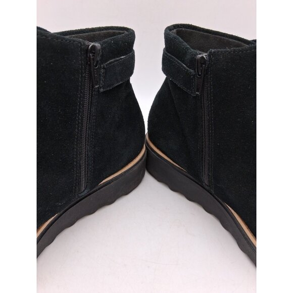 Clarks Collection Women's 9.5 M Sharon Spring Boot Black Suede Wedge Side Zip - Picture 9 of 11